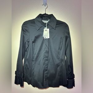 NWT. Woman’s. Black button down shirt from Farinaz Taghavi. Size 8.